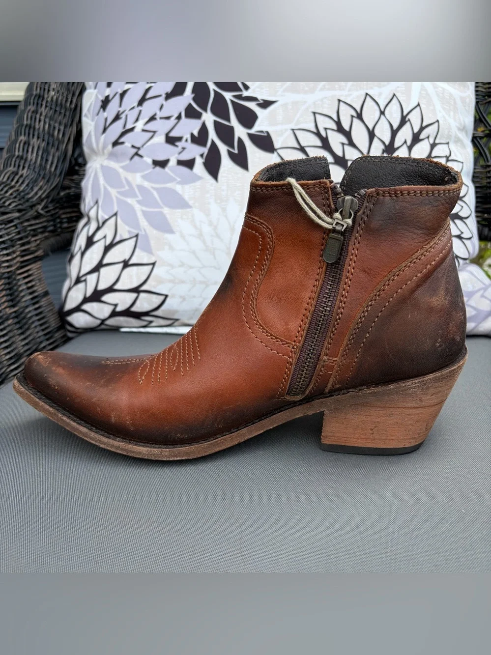 Liberty Black Boots Delano Cotto 40 US 9.5 Leather Cognac Brown Distressed NWT